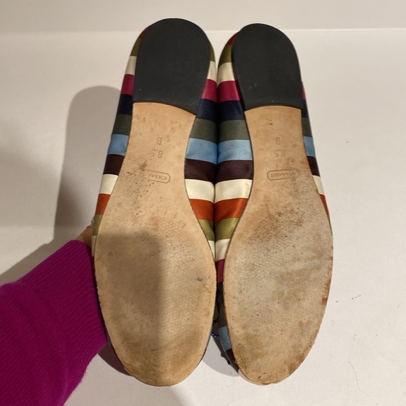 Coach Ballet Flats Silk Striped Legacy Stripe Womens Preppy Shoes - 8.5 - Picture 7 of 9